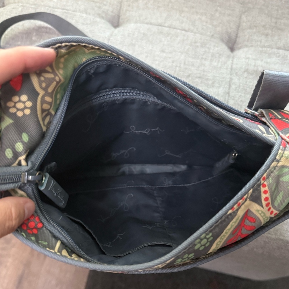 Vera Bradley Gray and Red Floral Crossbody Bag - Picture 3 of 5
